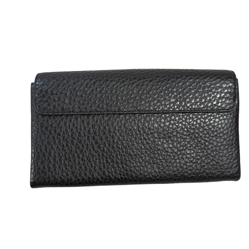 Coach Black Pebble Bubble Leather Double Turnlock Wallet Clutch Black Gold 53425 - Picture 2 of 8